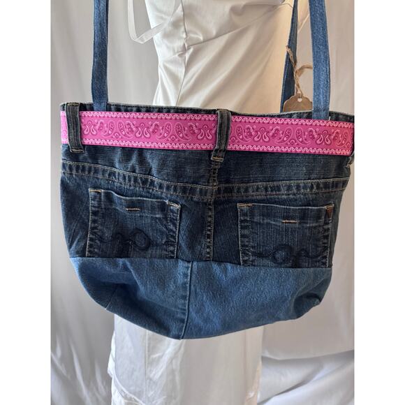 Handmade Recycled Blue Jeans Purse - Picture 7 of 8